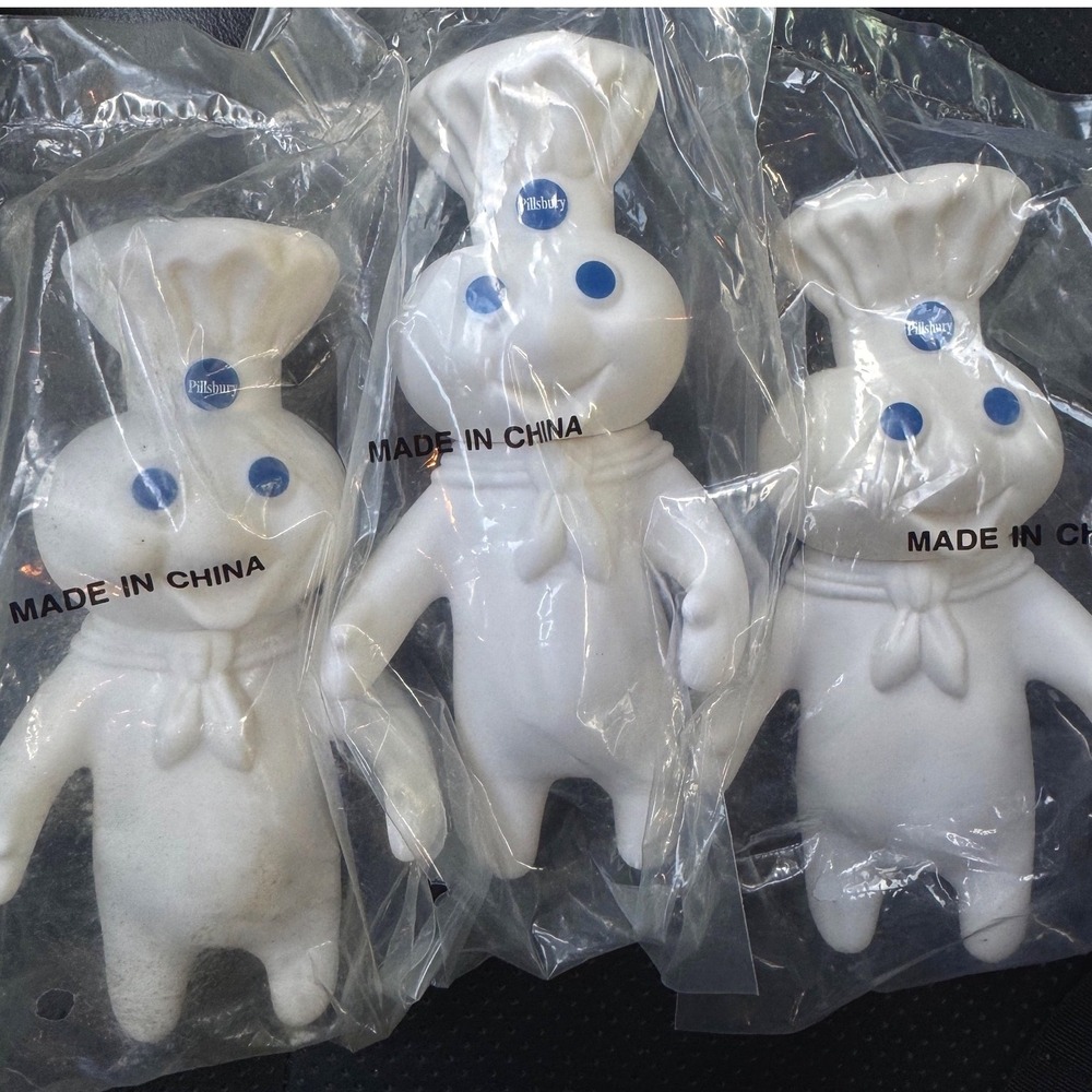 Vintage 1995 Pillsbury Doughboy Poppin Fresh 7" Vinyl Doll Figure Sealed Lot TPC